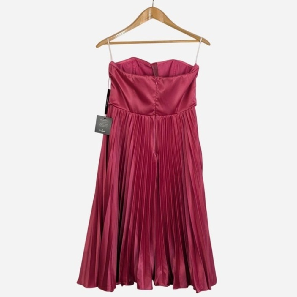 Lulus Just Like a Movie Magenta Strapless Pleated Midi Dress NWT Large - Picture 5 of 11